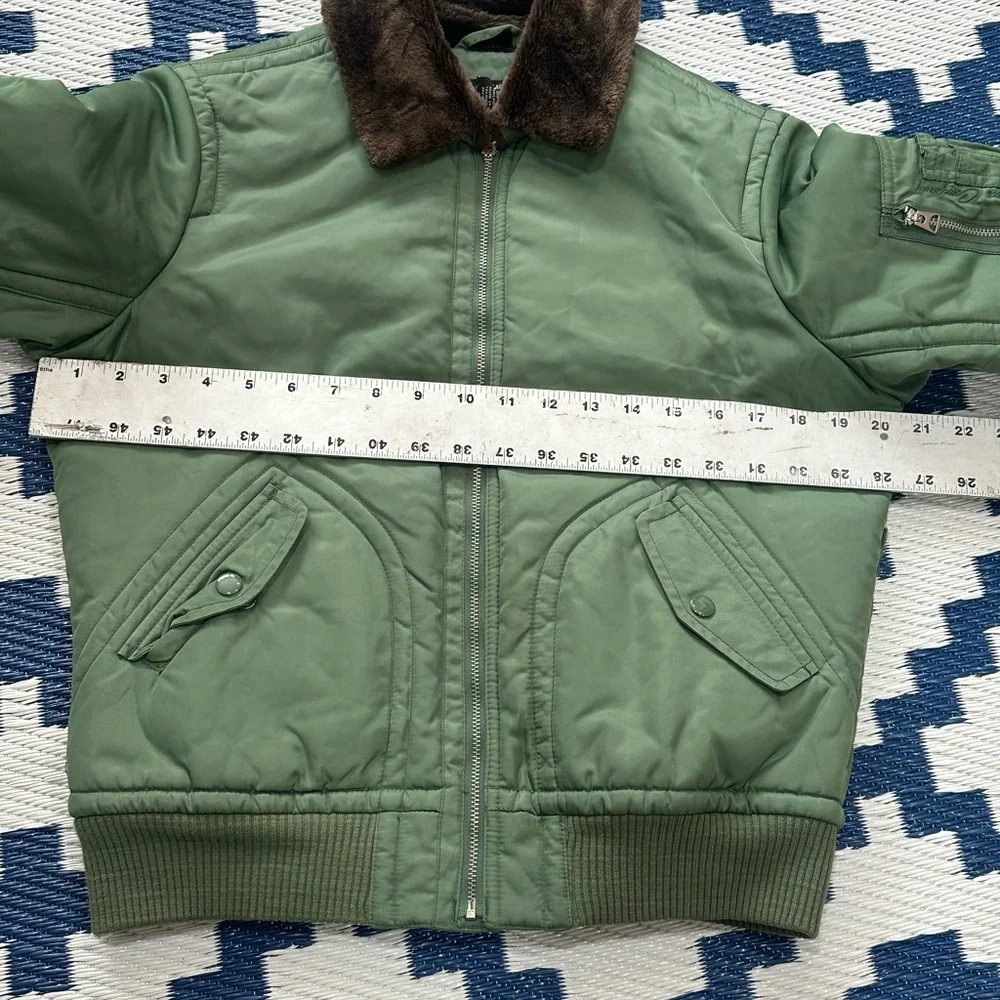 Ralph Lauren Green Bomber Jacket with Brown Collar - Picture 4 of 6